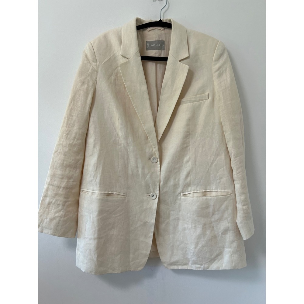 Everlane The Oversized Linen Blazer Women 10 Cream Off-White Minimalist